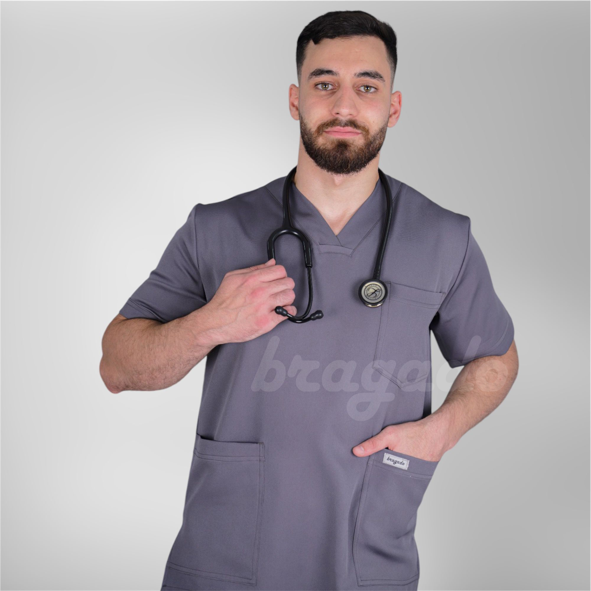 Leon MYT24 Unisex Scrubs S/S GRAY