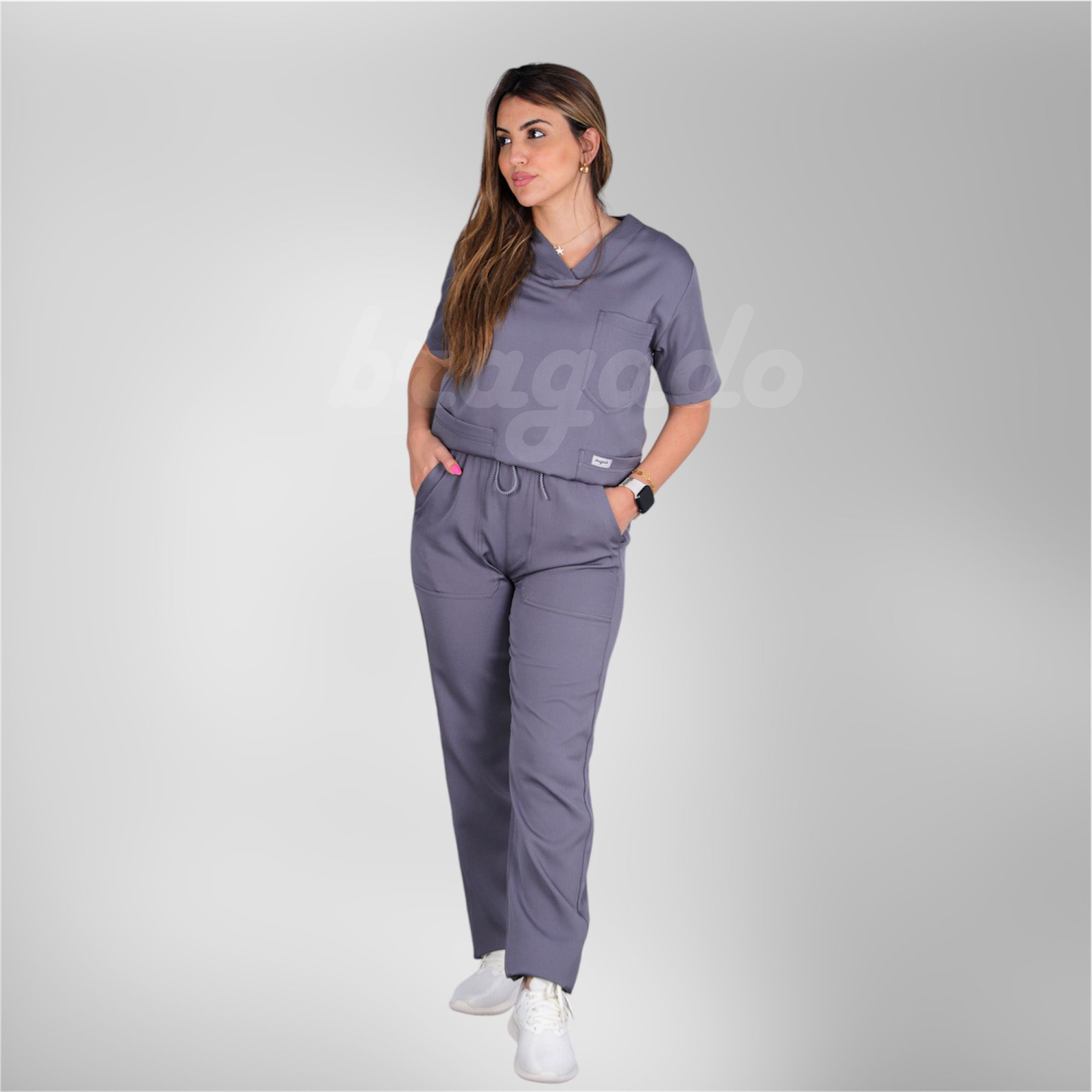 Leon MYT24 Unisex Scrubs S/S GRAY