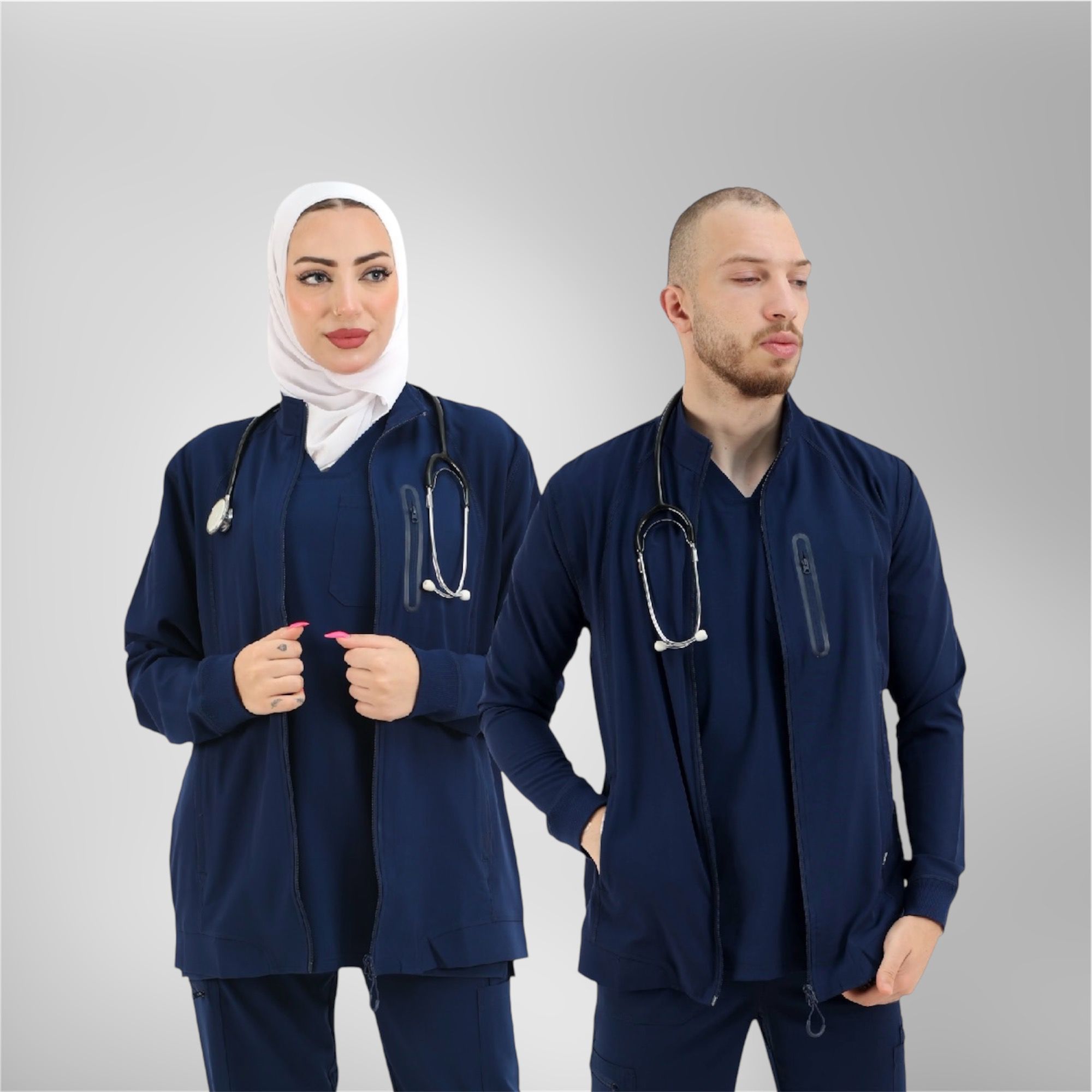 Scrub Jacket - Spandex Navy