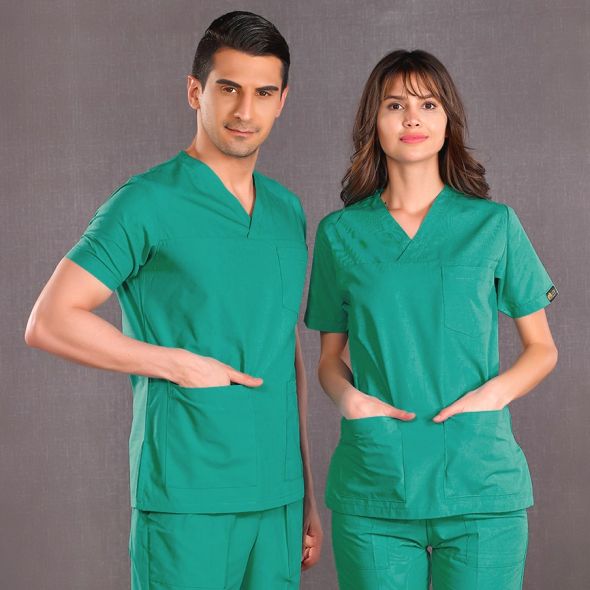 Cizgi Classic Surgical Collar Scrubs Ameliyathane Yeşili