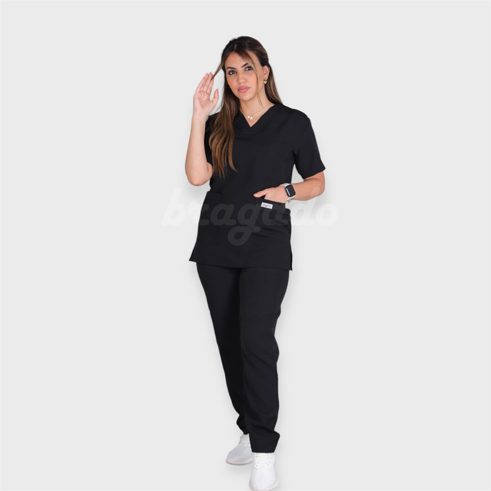 Leon MYT24 Unisex Scrubs S/S BLACK